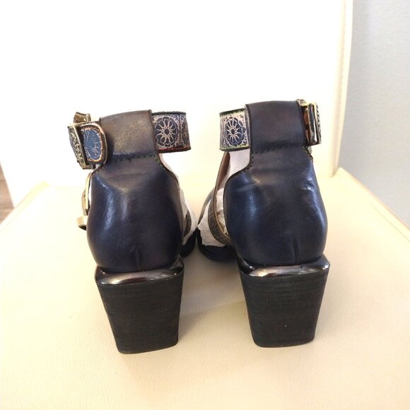 Spring Step, L'artiste Modelista - Navy Blue buckle strappy pump. 39 (8 to 8.5) - Picture 4 of 11
